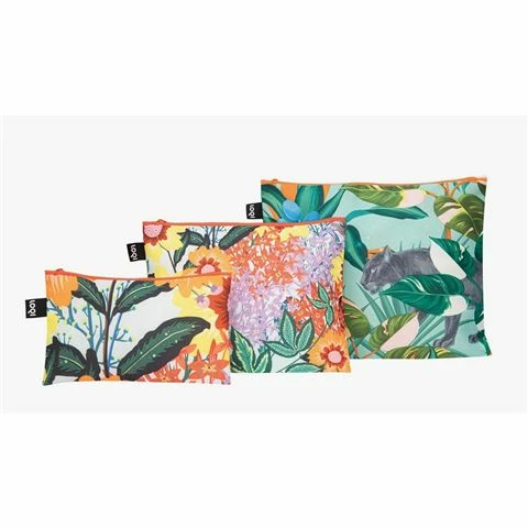 LOQI - Thai Floral & Wild Forest Zip Pocket Set 3pce 1 LOQI - Thai Floral & Wild Forest Zip Pocket Set 3pce