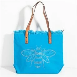 Sassy Duck - Bee-Cause Washed Canvas Tote Sapphire