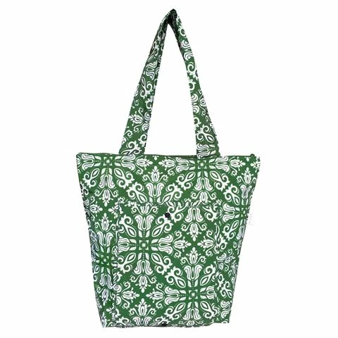 Sachi - Insulated Folding Market Tote Bag Bohemian Green 1 Sachi - Insulated Folding Market Tote Bag Bohemian Green