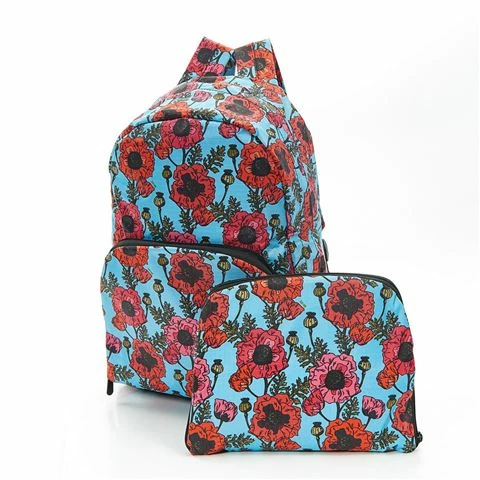 Eco-Chic - Foldable Backpack Poppies Blue 1 Eco-Chic - Foldable Backpack Poppies Blue