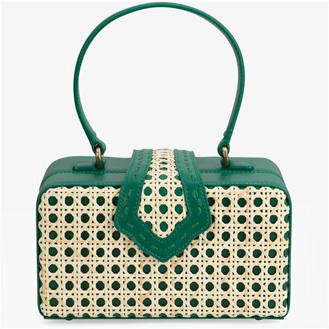 Mehry Mu - Fey In The 50s Bag Leather & Rattan Emerald Green 1 Mehry Mu - Fey In The 50s Bag Leather & Rattan Emerald Green