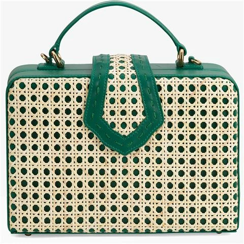 Mehry Mu - Fey Box Leather & Rattan Bag Emerald Green 1 Mehry Mu - Fey Box Leather & Rattan Bag Emerald Green