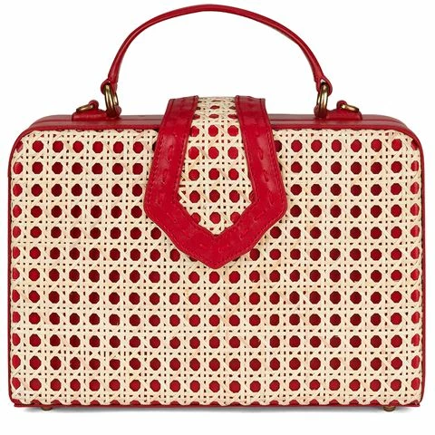 Mehry Mu - Fey Box Leather & Rattan Bag Red 1 Mehry Mu - Fey Box Leather & Rattan Bag Red
