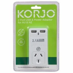 Korjo - Two Port USB Adaptor Plug For Australia & NZ