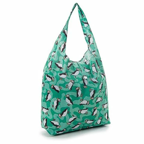Eco-Chic - Foldaway Shopper Puffins Teal 1 Eco-Chic - Foldaway Shopper Puffins Teal