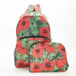 Eco-Chic - Foldable Backpack Poppies Green