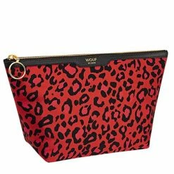 Wouf - Satin Makeup Bag Red Leopard