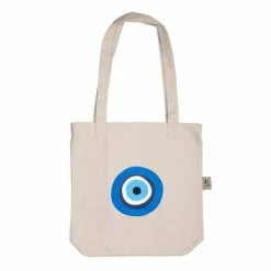 Mondano - Greek Mati Fabric Tote Bag Natural