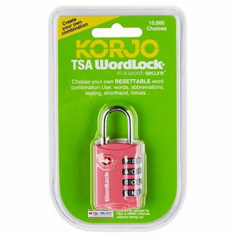 Korjo - Wordlock TSA Combination Lock Pink 1 Korjo - Wordlock TSA Combination Lock Pink